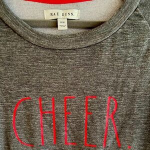 Rae Dunn Gray and Red Pajama Top